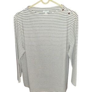 New TALBOTS 3/4 Sleeve Mockneck Striped Top, Large, NWT